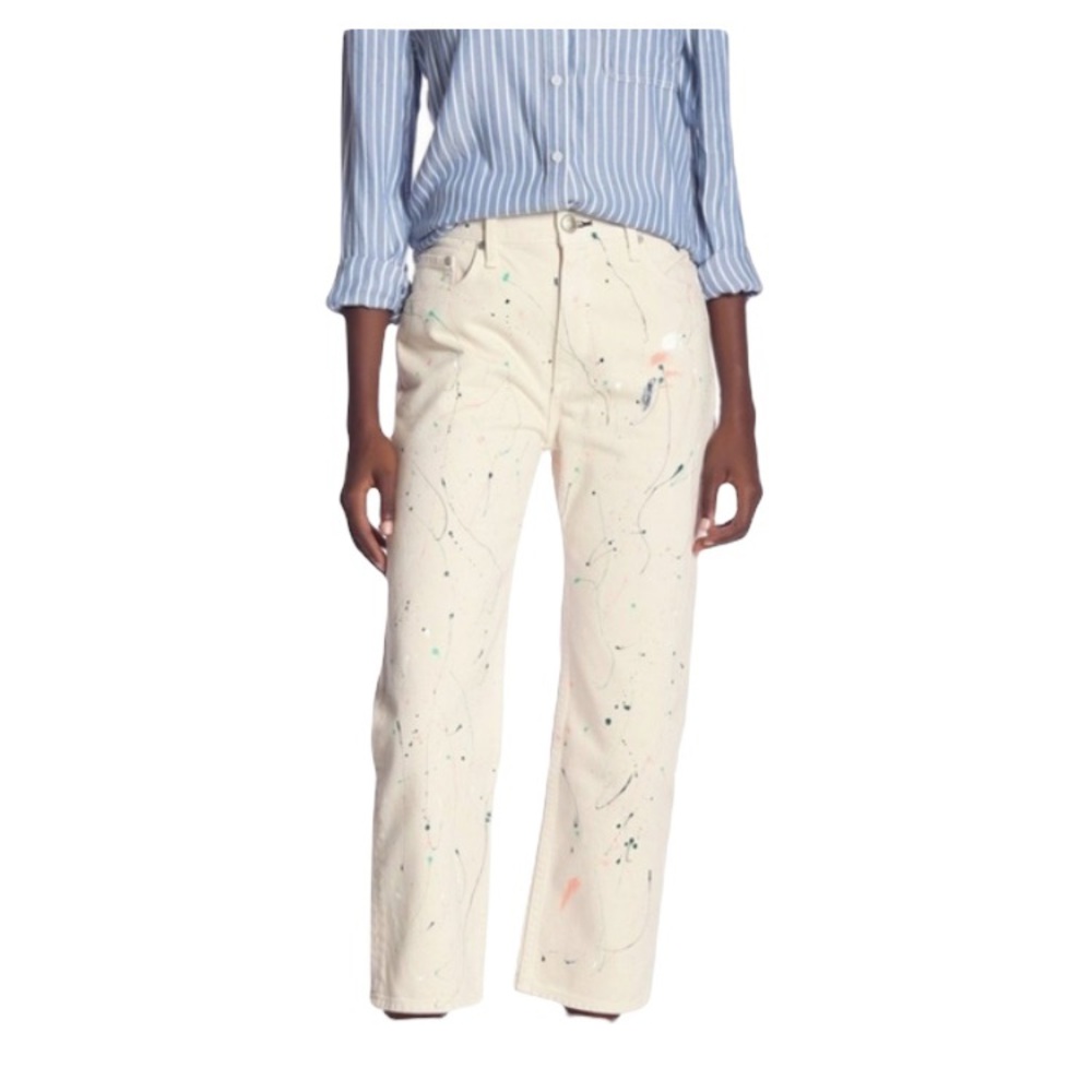 RAG AND BONE Paint Splatter High rise Boyfriend Jeans Womens Size 27